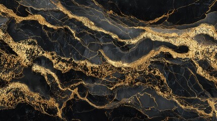 Poster - Surface features a unique black and gold marble pattern with bold, swirling lines and rich textures, creating a luxurious and elegant aesthetic suitable for various decors.
