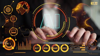 Poster - AI Assistant Brain Processor with LLM Technology, Big Data, Machine Learning, Generative AI for Business Support, Future Agentic AI Technology and Artificial Intelligence Prompt Engineering. Thunk