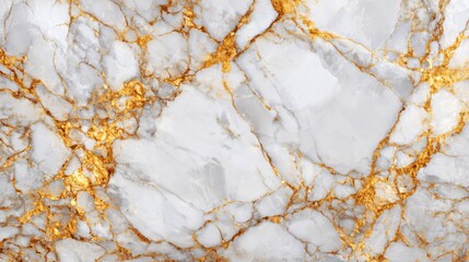 Poster - This smooth surface showcases a striking blend of white marble accented with rich golden veins, ideal for luxurious interiors or elegant design projects. The intricate patterns enhance visual appeal.