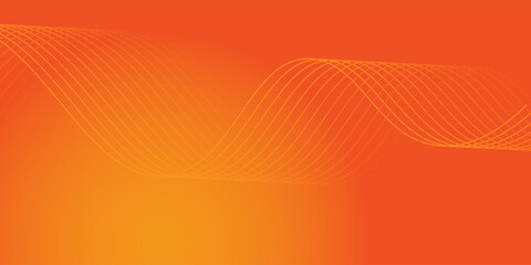 Poster - Vector abstract background with dynamic orange waves, lines and particles.