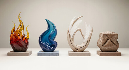 Poster - natural elements in the form of eco-natural materials . Generative AI