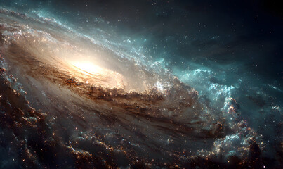 Wall Mural - Spiral Galaxy Radiating Brightly in the Depths of Space