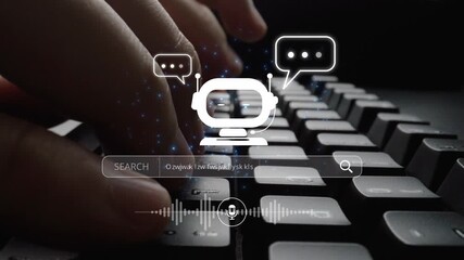 Poster - AI assistant with voice chat interface, combining smart chatbot, voice command, and AI-powered control search tools. Agentic AI assistant helps users search and chat naturally. Muxer