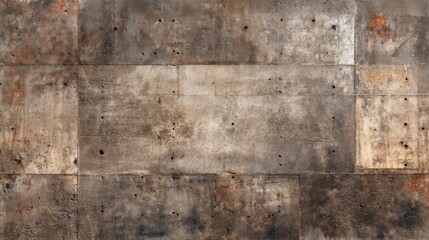 Poster - Textured concrete wall displays an array of colors, including grays and rust tones. Imperfections and uneven surfaces create an industrial aesthetic that captivates the eye.