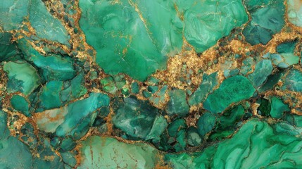 Poster - This stunning display features a rich green marble surface with unique patterns, highlighting vibrant hues and golden veins.