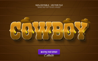 Poster - Cowboy Brown 3D Text Effect Editable