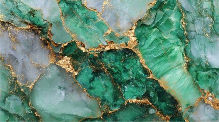 Poster - This stunning green marble showcases intricate patterns and striking gold veining, ideal for luxury interior design, countertops, or decorative accents.