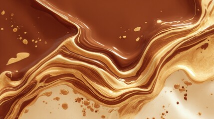 Poster - Rich chocolate and shimmering gold swirl together in a captivating blend, showcasing a striking contrast in texture and color that draws viewers' attention.