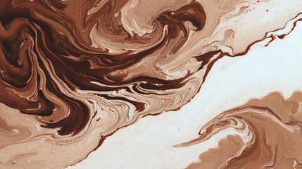 Poster - Rich swirls of brown and cream blend together, forming an abstract pattern on a smooth surface. The organic shapes evoke a sense of fluidity and movement.