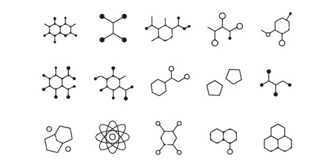 Poster - A collection of black and white chemical structure diagrams on a white background in a grid pattern