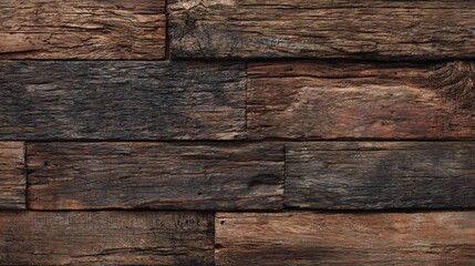 Poster - Weathered wooden planks display a variety of rich textures and earthy tones, perfect for a rustic decor backdrop or artistic projects. Each plank exhibits unique patterns and age.