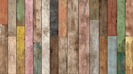 Poster - This unique flooring features a variety of colored wooden planks in different shades and finishes, creating an artistic and inviting atmosphere in the room.