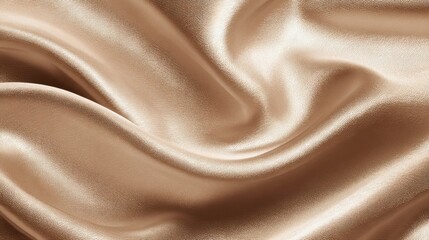 Poster - A luxurious golden satin fabric lies smoothly, displaying a soft sheen and gentle curves as it captures light. The elegant texture invites touch and admiration.