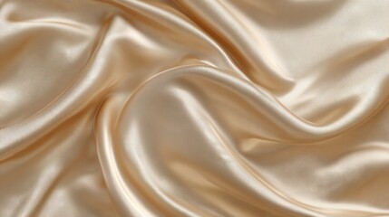 Poster - Golden silk fabric gracefully drapes and folds, displaying its smooth texture and glossy surface. The light highlights its elegance, perfect for fashion or interior design projects.