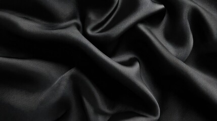Poster - Luxurious black fabric lies gracefully, revealing its rich texture and subtle sheen. The soft drapery creates a serene atmosphere, perfect for elegant presentations.