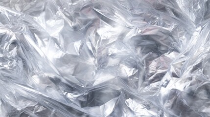 Poster - Crinkled plastic film displays a glossy surface, reflecting light and creating abstract patterns. The interplay of light enhances its textures, evoking feelings of modernity and versatility.