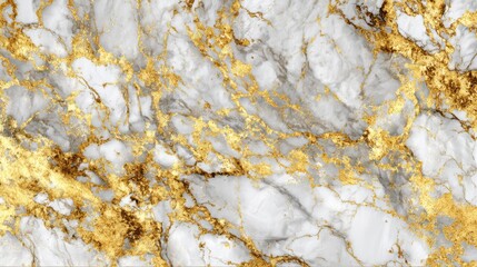 Poster - Elegant white marble with striking gold veining creates a sophisticated look suitable for high-end decor projects. This surface offers a blend of beauty and luxury.