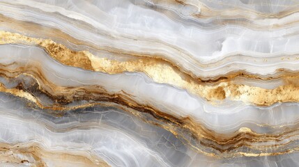 Poster - This natural stone surface showcases elegant gray and gold patterns flowing seamlessly across the material, offering a luxurious and modern appeal suitable for various designs.