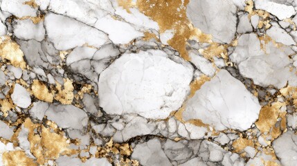 Poster - A sophisticated marble surface showcases intricate patterns of gray and white, intertwined with striking gold veining. This luxurious material is ideal for various design applications.