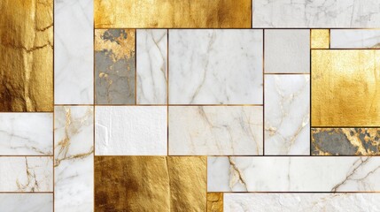 Poster - A stunning arrangement of marble and gold elements creates a rich texture and sophisticated pattern suitable for various design applications. The blend of colors enhances any space.