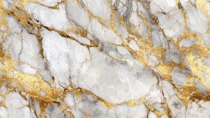 Poster - Stunning white marble surface featuring striking golden veins, ideal for upscale interior decor and architectural designs. This high-quality material enhances elegance and sophistication.