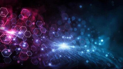 Poster - Digital hexagons with neon lights and glowing lines, representing a futuristic Ai technology theme