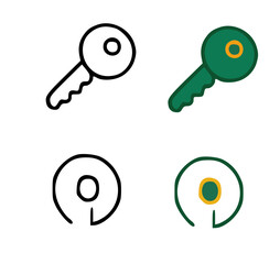 Poster - Four variations of a key icon, showing outline and colored versions.