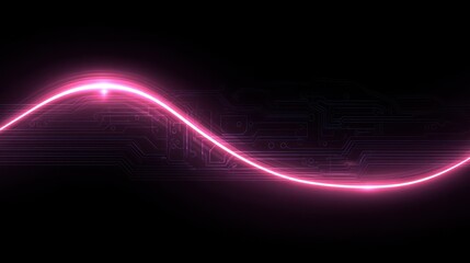 Poster - Glowing pink lines on dark circuit board background