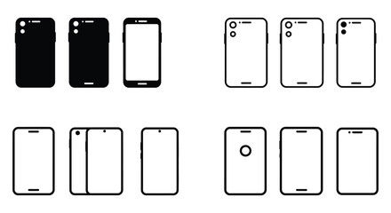 Poster - Smartphone Device Icons Set Vector Illustration Mobile Phone Design