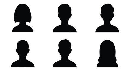 Poster - Seamless pattern of black silhouette people icons on white background