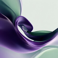Aufkleber - Fluid cylinders in purple and green flow seamlessly into a gradient white background.