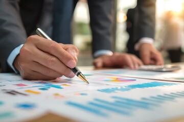 Poster - Business professionals engaged in strategic analysis and planning during a collaborative meeting in an office setting