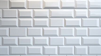 Poster - Clean, textured white tiles are arranged in a geometric pattern on a kitchen backsplash, adding a modern and stylish touch to the space. The design enhances the overall aesthetic.