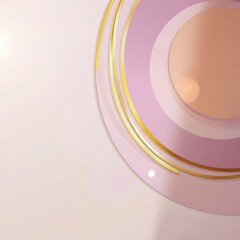 Poster - Layered circular shapes in pastel pink and gold.