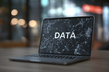 capture data. concept of data collection and research on laptop screen