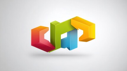 Poster - Colorful, three-dimensional geometric shapes arranged in a complex design.