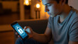 © rawrsiu - Young man looking at his smartphone screen, which displays a padlock icon, suggesting security or privacy concerns.