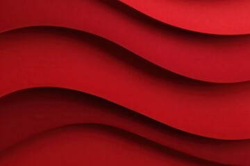 Poster - Red abstract paper art design featuring carved waves showcasing depth and texture in a striking creative composition suitable for modern decor