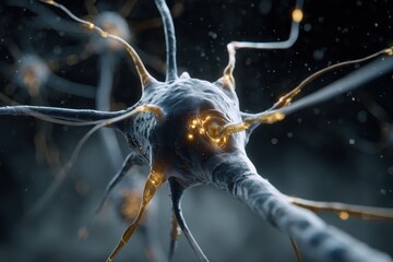 Poster - Illustrative animation of neural network connections depicting neuron activities and signal transmission in a digital environment