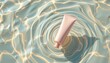 © Rawipas - Floating aesthetic cosmetic tube mockup in water product photography calm environment top-down view