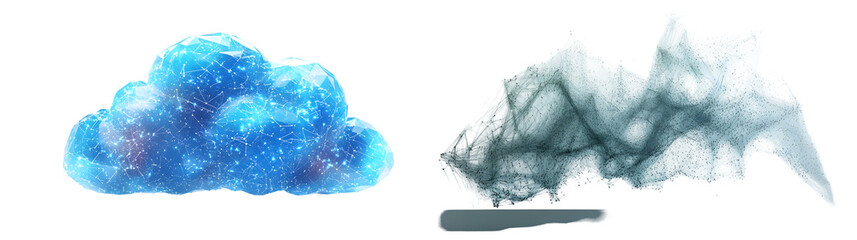Poster - Digital cloud of glowing connections symbolizing network data exchange and futuristic technology in a transparent blue design. isolated