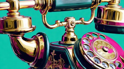 Poster - Ornate antique telephone with vibrant colors.