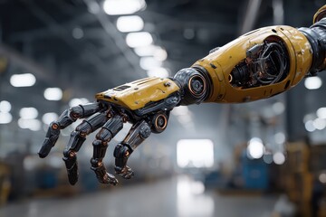 Poster - Industrial robot arm operates autonomously in smart automation environment at manufacturing facility