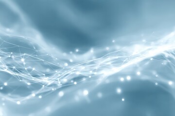 Poster - Light blue abstract background with glowing elements creating a serene and ethereal atmosphere for design and artistic projects