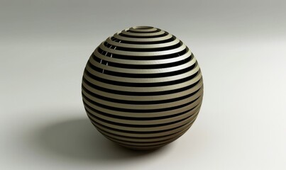 Spherical object with horizontal stripes abstract 3 d rendering and design