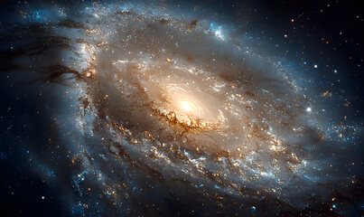 Wall Mural - Spiral Galaxy Radiating Brightly in the Depths of Space