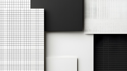 Poster - Geometric Composition: Abstract Black, White, and Grid Pattern Design