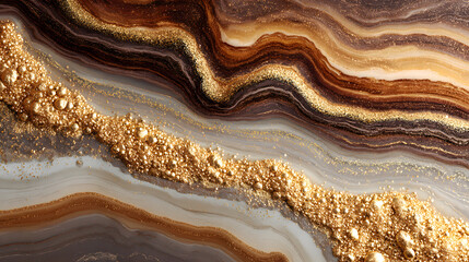 Poster - Abstract gold and brown marble texture with glittering particles.