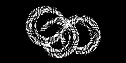 Aufkleber - Halftone circular dotted frames set. Circle dots texture isolated on white background. Spotted spray texture. Vector abstract design element spiral circle sound wave vector logo modern black and white