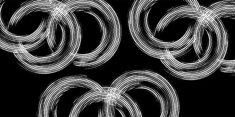 Aufkleber - Halftone circular dotted frames set. Circle dots texture isolated on white background. Spotted spray texture. Vector abstract design element spiral circle sound wave vector logo modern black and white